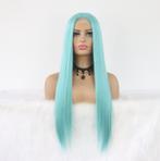 Fel Turquoise Lange Steile Pruik Met Lace Haar Vrouwen Dames, Verzenden, Nieuw, Pruik of Haarverlenging