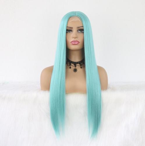 Fel Turquoise Lange Steile Pruik Met Lace Haar Vrouwen Dames, Sieraden, Tassen en Uiterlijk, Uiterlijk | Haarverzorging, Nieuw