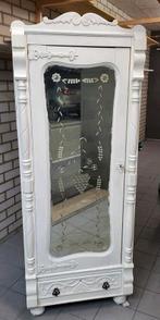 Brocante kastje spiegeldeur spiegelkast meidenkast druif wit, Ophalen, Gebruikt, Glas, 50 tot 100 cm