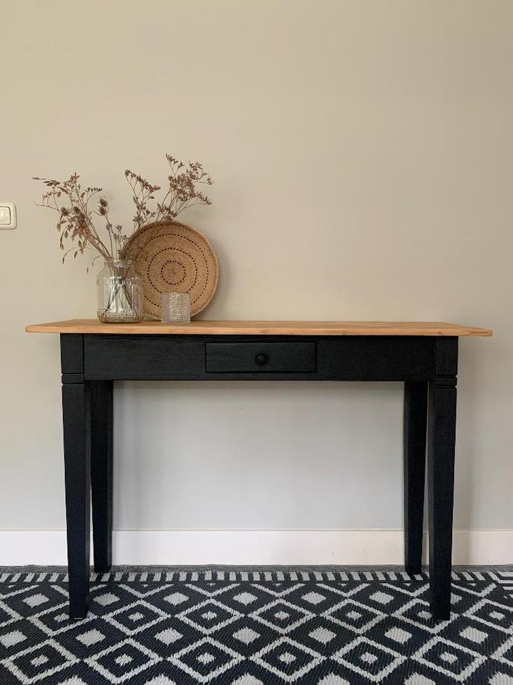 Sidetable, bureautje wandtafel, bijzettafel mat zwart laatje, Huis en Inrichting, Tafels | Sidetables, Zo goed als nieuw, 25 tot 50 cm