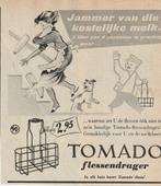 Retro reclame 1952 Tomado zuivel melk kostelijk flessen, Verzamelen, Verzenden, Overige typen