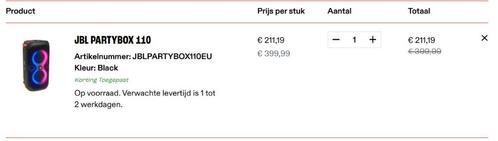 Jbl partybox 110 | 45% kortingscode, Tickets en Kaartjes, Kortingen en Cadeaubonnen, Eén persoon, Overige typen, Kortingsbon