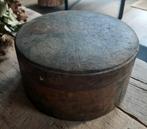 Rond gebogen bakje van hout(spaan) en gestoffeerd, Antiek en Kunst, Ophalen of Verzenden