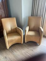 2 Leolux goudgele fauteuils, Gebruikt, Minder dan 75 cm, Ophalen of Verzenden, Stof
