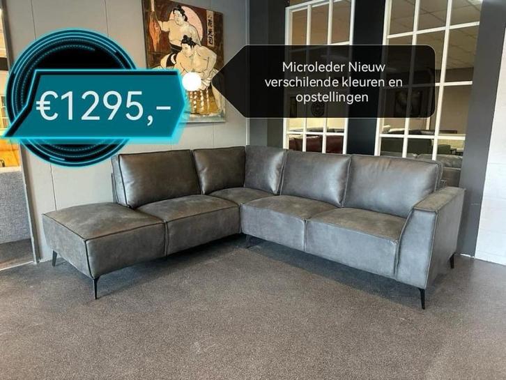 Hoekbanken en bankstellen vanaf €495, Huis en Inrichting, Banken | Sofa's en Chaises Longues, Leer, Ophalen of Verzenden