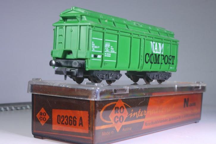 Goederenwagon type Tads, groen, VAM Compost, NS, Hobby en Vrije tijd, Modeltreinen | N-Spoor, Zo goed als nieuw, Wagon, Roco, NS