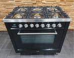 🔥Luxe Boretti Fornuis 90cm hoogglans zwart rvs 6 pit 1 oven, 60 cm of meer, Ophalen of Verzenden, Zo goed als nieuw, Energieklasse A of zuiniger