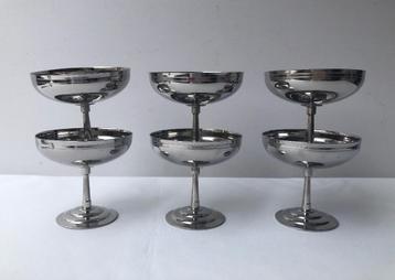 6 Franse Vintage inox (rvs)  coupes   - Letang & Remy Jr 70  beschikbaar voor biedingen
