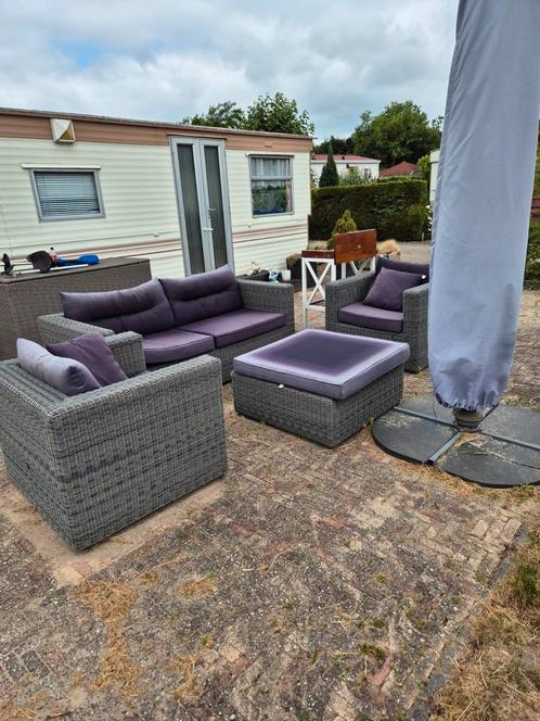 Loungeset, Tuin en Terras, Tuinsets en Loungesets, Gebruikt, Loungeset, Kunststof, 5 zitplaatsen, Bank, Ophalen
