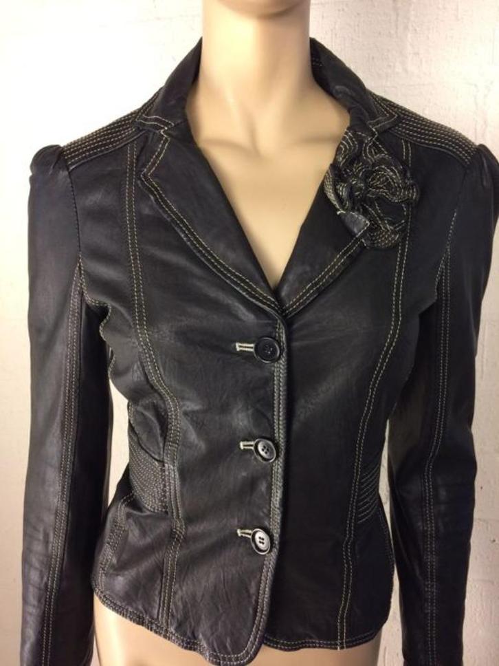 Moschino Cheap & Chic - Leren getailleerd jasje, Kleding | Dames, Jassen | Zomer, Zo goed als nieuw, Maat 34 (XS) of kleiner, Zwart