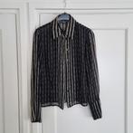 Zwarte voille blouse van Mexx maat 36 met beige strepen., Mexx, Zwart, Ophalen of Verzenden, Zo goed als nieuw