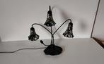 Vintage Tiffany stijl tafellamp met leliebladvoet en tulp, Ophalen of Verzenden