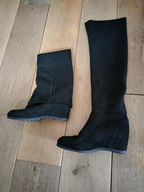 hakken laarzen sleehak overknee laarzen zwart strass 40, Kleding | Dames, Schoenen, Zo goed als nieuw, Hoge laarzen, Zwart, Ophalen of Verzenden