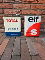 2 antieke 2L olieblikken van Total & Elf samen €25, Verzamelen, Merken en Reclamevoorwerpen, Ophalen of Verzenden, Gebruikt, Verpakking