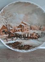Bareuther Wandbord - Winterse Boerderij Scène, Ophalen of Verzenden