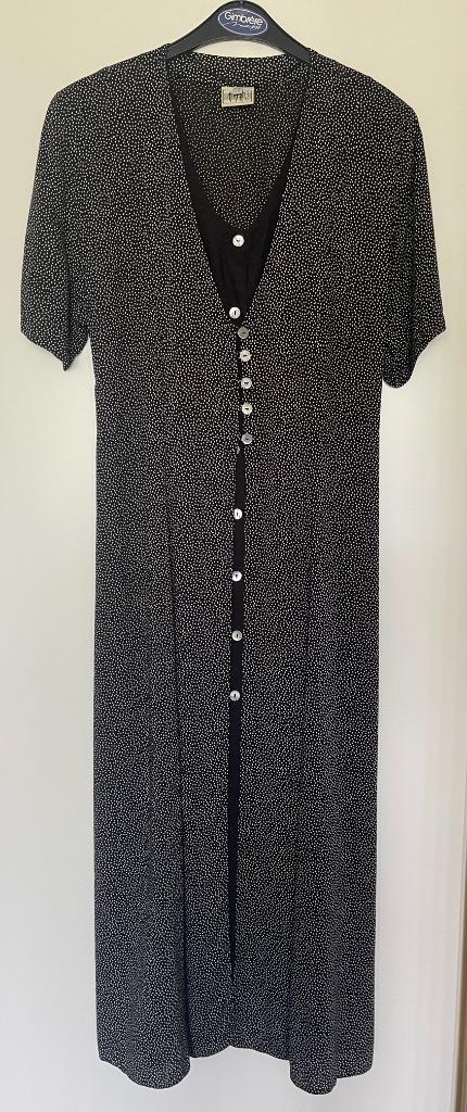 ZGAN Today jurk doorknoop, zwart/grijs, maat 40/42, Kleding | Dames, Jurken, Zo goed als nieuw, Maat 38/40 (M), Zwart, Onder de knie