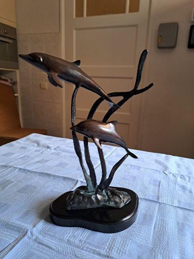 Beeld 2 dolfijnen, Verzamelen, Beelden en Beeldjes, Zo goed als nieuw, Dier, Ophalen of Verzenden