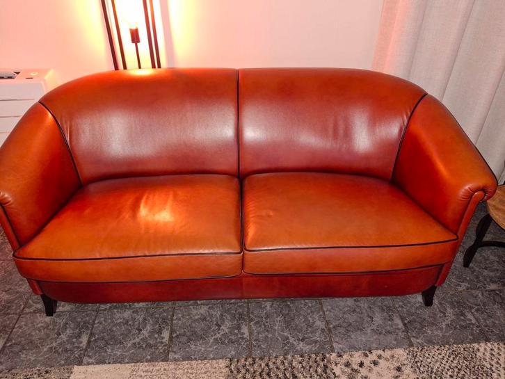 Vintage leren bankje.  Afmeting 165 x 80cm.  Geen beschadigi, Huis en Inrichting, Banken | Bankstellen, Zo goed als nieuw, Tweepersoons