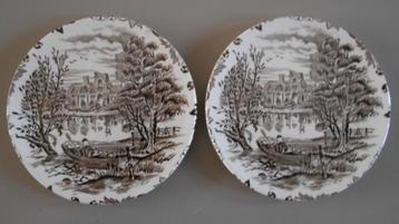 2x bruin schaaltjes onderzetters Castle EIT 12 cm doorsnee beschikbaar voor biedingen