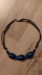Vintage kralenketting donkerblauw, Ophalen of Verzenden, Zo goed als nieuw, Blauw, Overige materialen