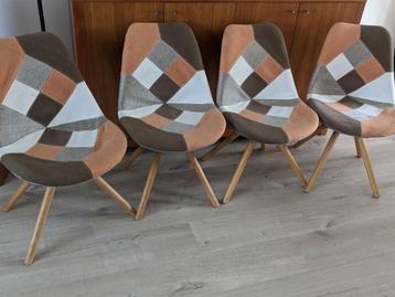 4 patchwork stoelen, uitwasbare bekleding met rits.  beschikbaar voor biedingen