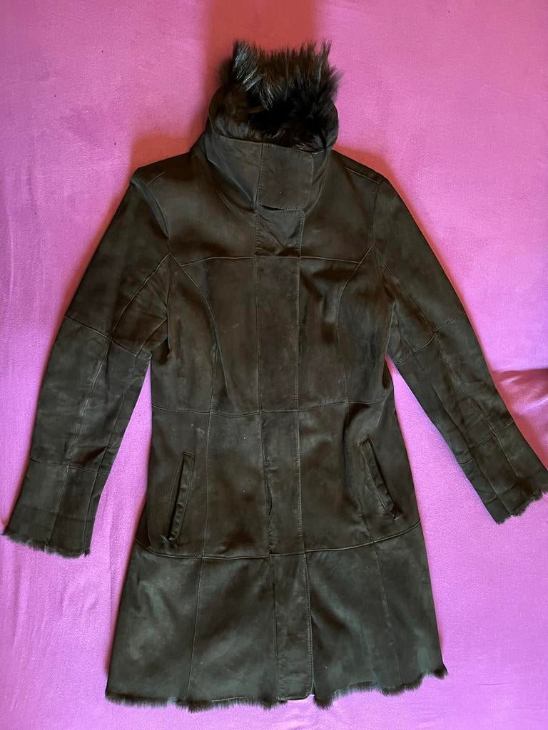 Zwarte suede manteljas Milestone Dames, Ophalen of Verzenden, Gedragen, Maat 38/40 (M), Zwart