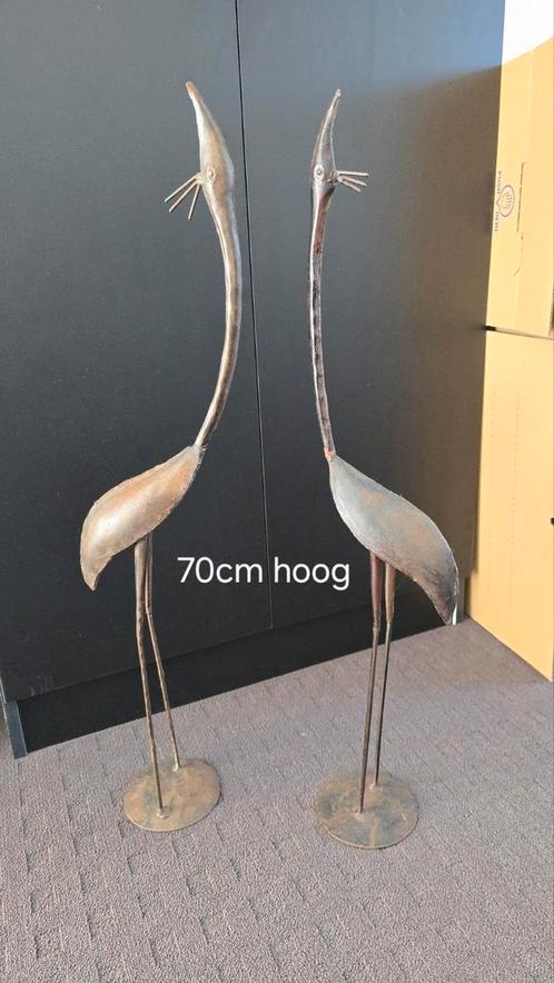 2 kraanvogels van 70cm groot. Gemaakt van staal met mooie .., Antiek en Kunst, Kunst | Designobjecten, Ophalen