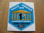 Sticker Ford Escort Rallye Acropole 1979 1e Classement, Ophalen, Nieuw, Auto of Motor