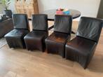 4 luxe eetkamerstoelen, Huis en Inrichting, Stoelen, Ophalen, Gebruikt, Bruin, Leer