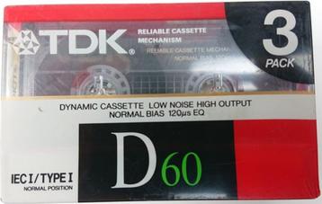 TDK - Muziekcassette D 60 3 stuks  Nieuw In Folie beschikbaar voor biedingen