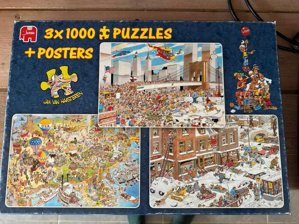 Jan van Haasteren 3x1000 Puzzels Amerika, Hobby en Vrije tijd, Denksport en Puzzels, Ophalen, 500 t/m 1500 stukjes, Zo goed als nieuw