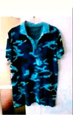 Blauw legerprint polo, Ophalen of Verzenden, Zo goed als nieuw, Maat 52/54 (L), Blauw