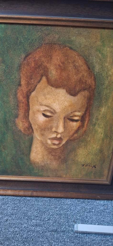 Sjef van Schaik - Portret Jonge Vrouw, Antiek en Kunst, Kunst | Schilderijen | Klassiek, Ophalen of Verzenden