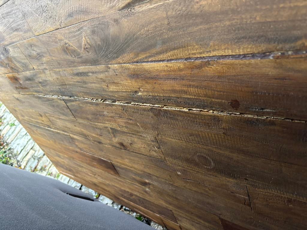 Indonesisch boothout tafelblad 197,5 x 100, Ophalen, Minder dan 25 mm, Zo goed als nieuw, Pallet