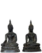 Oude Thaise Bronzen Boeddhabeelden – Set van 2, Ophalen of Verzenden, Gebruikt