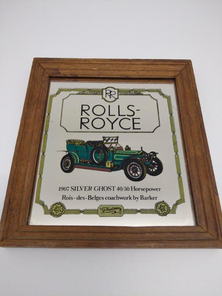 Rolls-Royce Silver Ghost Spiegel, Antiek en Kunst, Antiek | Spiegels, Minder dan 50 cm, Minder dan 100 cm, Vierkant, Ophalen of Verzenden