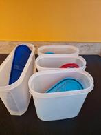 Tupperware Voorraaddozen - 4 stuks, Ophalen of Verzenden, Gebruikt, Blauw, Bus of Trommel