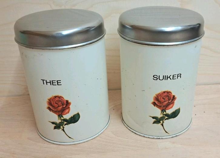 Brabantia - voorraadblikken - thee en suiker, Verzamelen, Blikken, Gebruikt, Overige, Overige merken, Ophalen of Verzenden