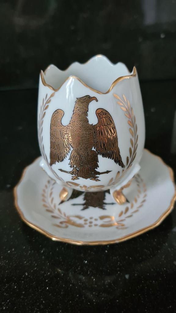 Zeldzaam vintage eierdopje met bijpassend schoteltje Limoges, Antiek en Kunst, Antiek | Keramiek en Aardewerk, Ophalen of Verzenden