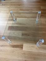 Glazen salon tafel plexiglazen poten, Huis en Inrichting, 50 tot 100 cm, Minder dan 50 cm, Glas, Gebruikt