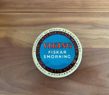 Zweeds Viking blikje ledervet Jaren 60s beschikbaar voor biedingen