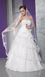 Nieuwe lange licht ivoren sluier met bewerkte kant S102, Ophalen of Verzenden, Nieuw, Accessoires