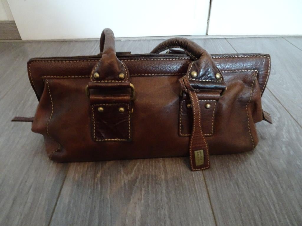 Bruine leren tas – stijlvol & ruim gekocht bij Duifhuizen, Ophalen of Verzenden, Zo goed als nieuw, Bruin, Schoudertasje