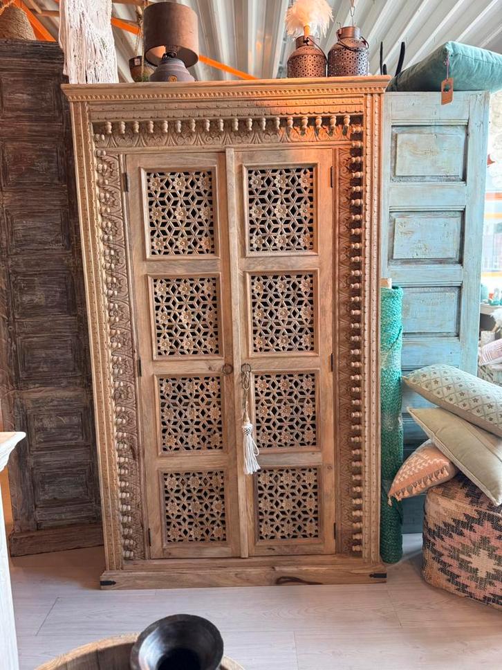 Prachtige India/Ibiza style kast, Huis en Inrichting, Kasten | Buffetkasten, Nieuw, 150 tot 200 cm, 25 tot 50 cm, Ophalen
