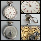 Antiek zilver,  zilveren dames zakhorloge met kroonopwinding, Antiek en Kunst, Antiek | Goud en Zilver, Ophalen of Verzenden, Zilver