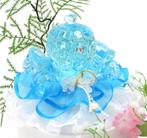 Zeer mooie turquoise kristal koets taarttopper., Hobby en Vrije tijd, Ophalen of Verzenden, Nieuw, Versiering, Geboorte of Huwelijk