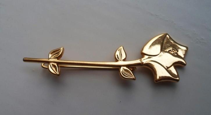 Broche Lancôme. In de vorm van een roos., Sieraden, Tassen en Uiterlijk, Broches, Zo goed als nieuw, Overige materialen, Goud