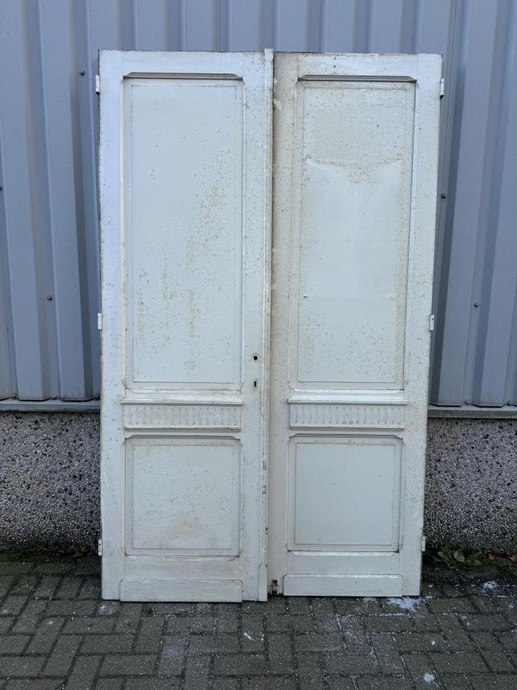 Prachtige set antieke dubbele deuren uit 1900, Doe-het-zelf en Verbouw, Deuren en Horren, Zo goed als nieuw, Binnendeur, 215 cm of meer
