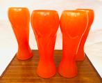 Set van 4 oranje  Art Deco  Glas, Verzenden, Zo goed als nieuw, Overige typen