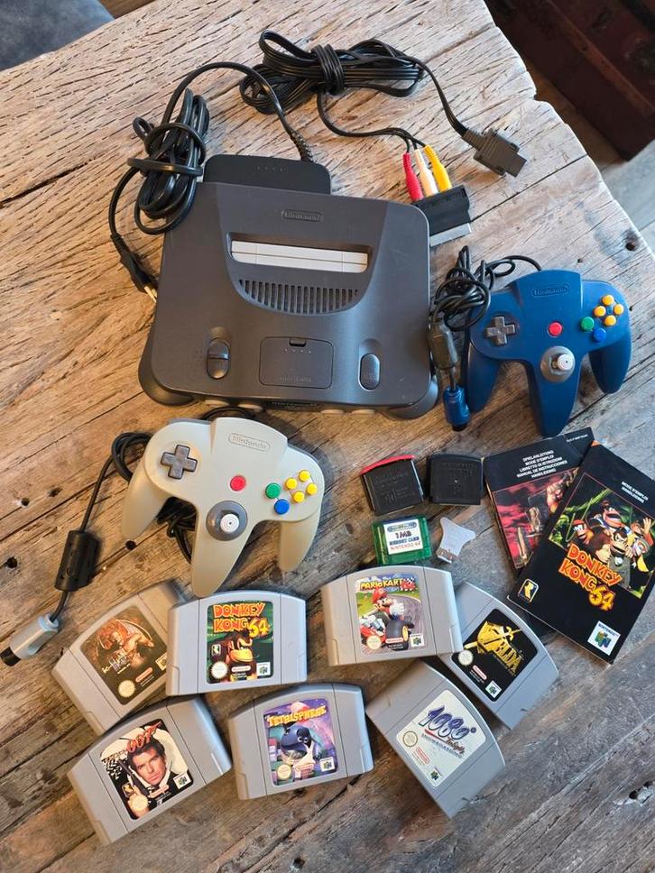 Complete set N64 incl 7 spellen + 2 goede controllers., Spelcomputers en Games, Spelcomputers | Nintendo 64, Gebruikt, Met 2 controllers